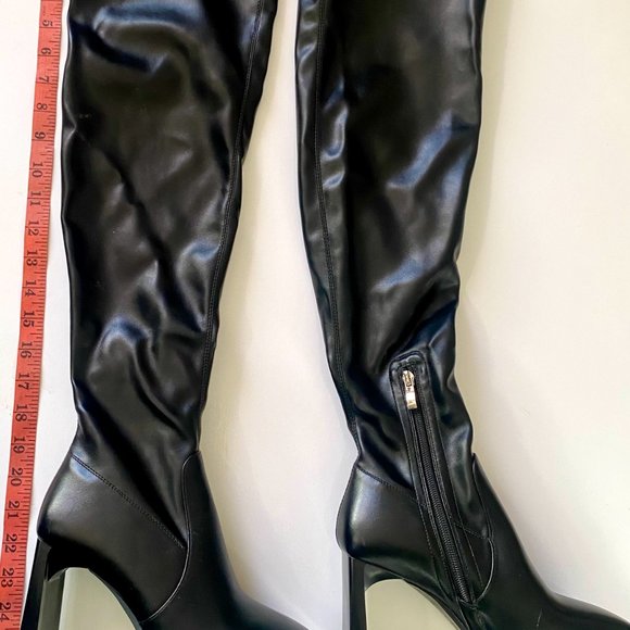 Iliad Knee High Faux Leather Boots in Black NWOT - Picture 4 of 8